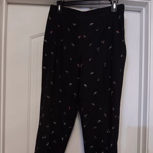Brooks Brothers Black Floral Ankle Pants Size 10